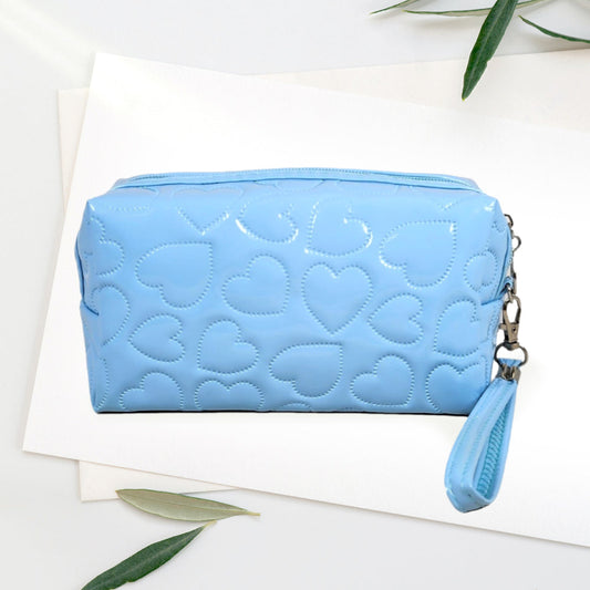 Heart Patterned Solid Pouch Bag