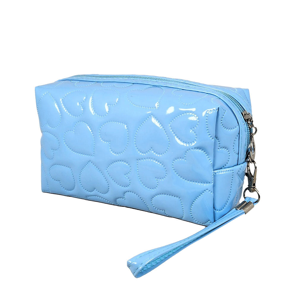 Heart Patterned Solid Pouch Bag