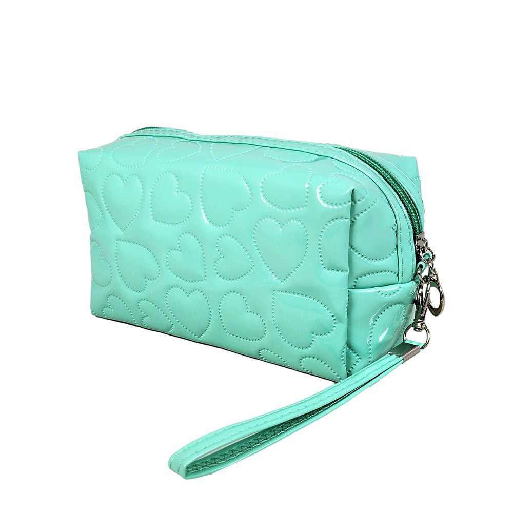 Heart Patterned Solid Pouch Bag