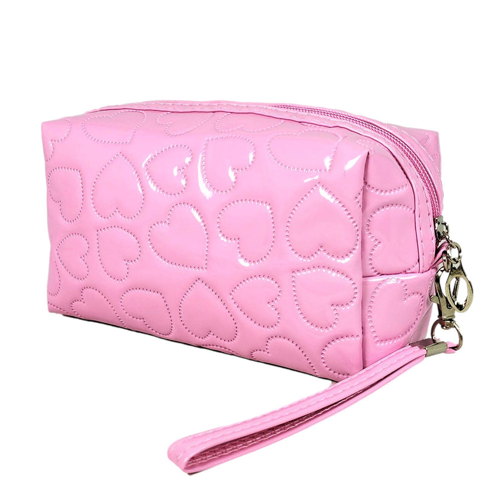 Heart Patterned Solid Pouch Bag