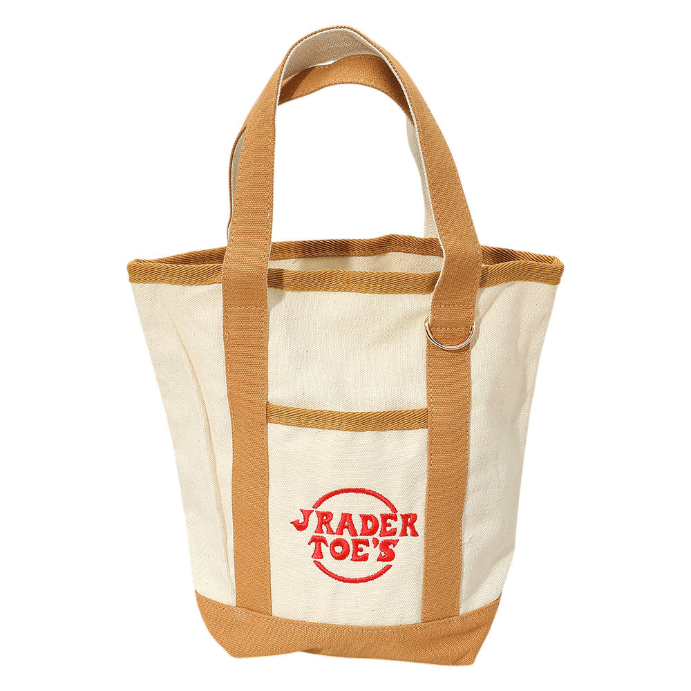 Madeline Love Khaki Jrader Toes Message Embroidered Small Multi Purpose Canvas Tote Bag - Bags & Wallets - desc