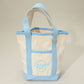 Madeline Love Light Blue Jrader Toes Message Embroidered Small Multi Purpose Canvas Tote Bag - Bags & Wallets