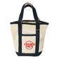Madeline Love Navy Jrader Toes Message Embroidered Small Multi Purpose Canvas Tote Bag - Bags & Wallets - desc