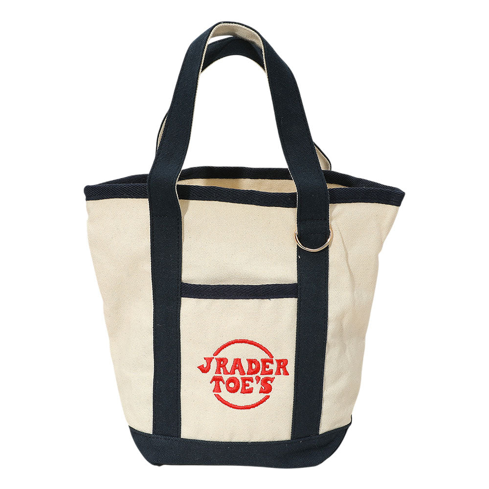 Madeline Love Navy Jrader Toes Message Embroidered Small Multi Purpose Canvas Tote Bag - Bags & Wallets - desc