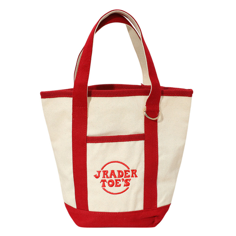 Madeline Love Red Jrader Toes Message Embroidered Small Multi Purpose Canvas Tote Bag - Bags & Wallets - desc