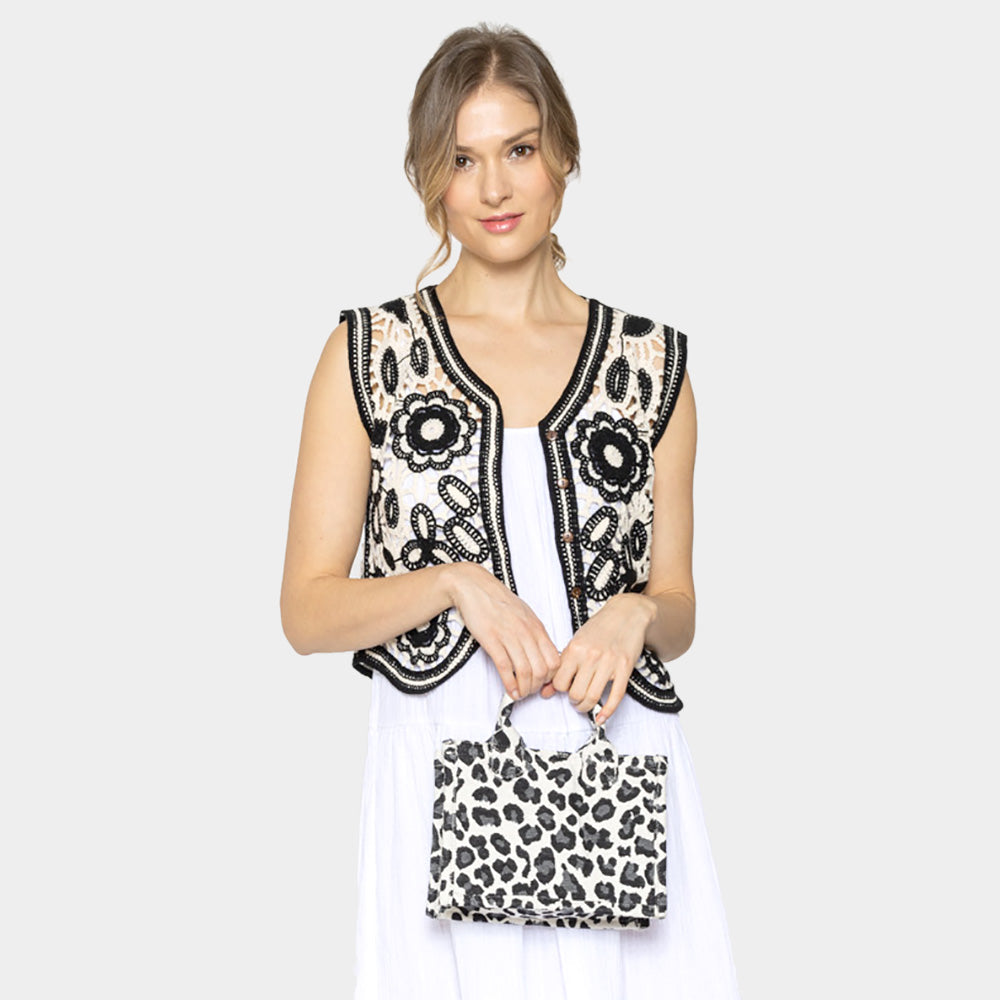 Madeline Love White Leopard Patterned Mini Tote Bag - Bags & Wallets