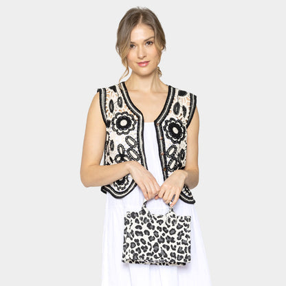 Madeline Love White Leopard Patterned Mini Tote Bag - Bags & Wallets