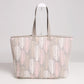 Madeline Love Pink Feather Patterned Tote Bag - Bags & Wallets - desc