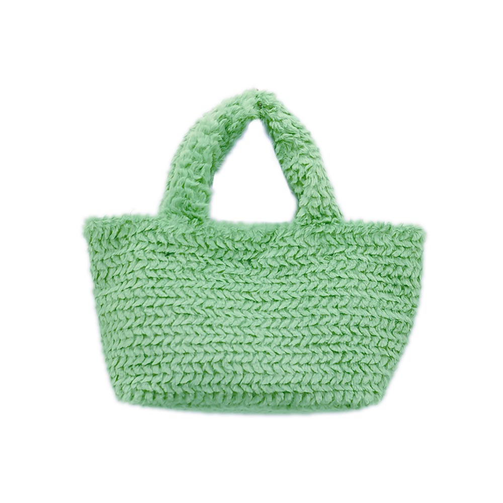 Madeline Love Green Fuzzy Fur Mini Tote Bag - Bags & Wallets - desc