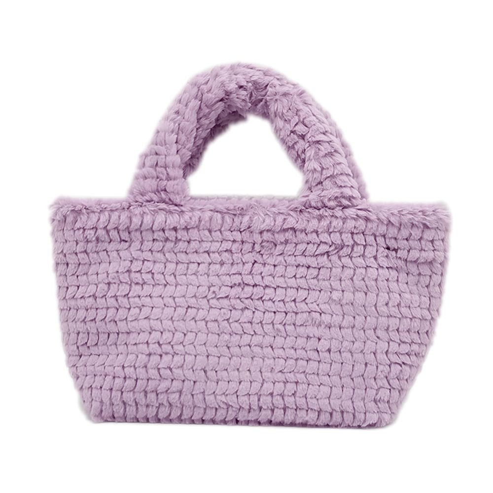 Madeline Love Lavender Fuzzy Fur Mini Tote Bag - Bags & Wallets - desc