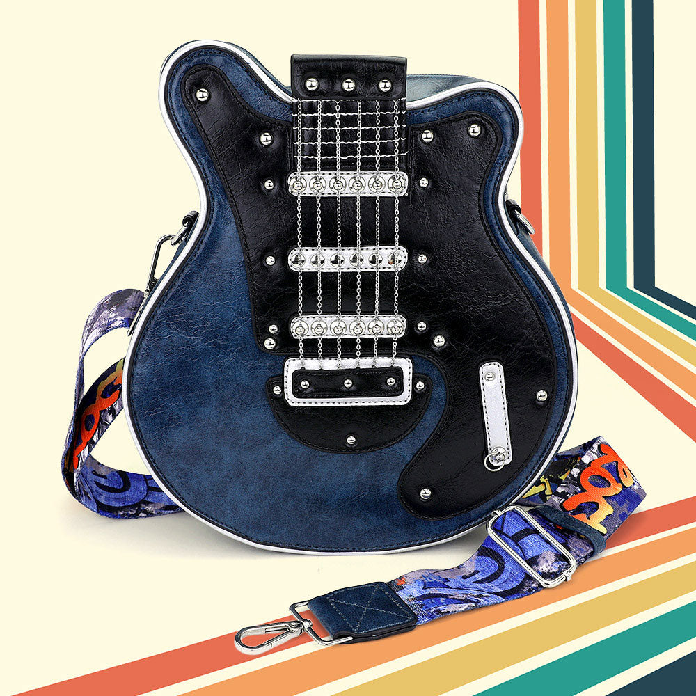 Madeline Love Blue Electronic Guitar Shaped Crossbody Bag - Bags & Wallets