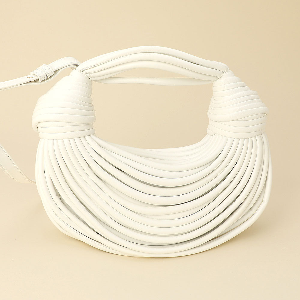 Madeline Love White Faux Leather Contemporary Sculpted Shoulder Handbag - Bags & Wallets