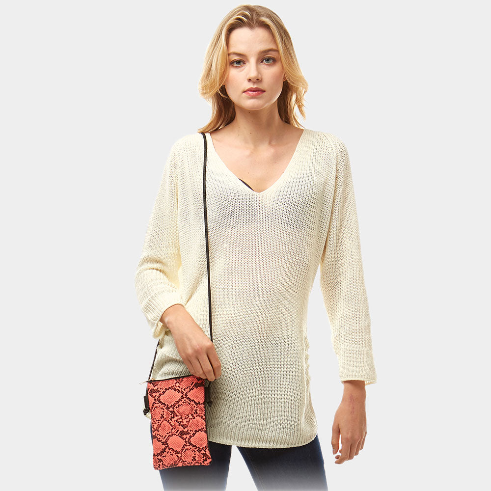 Madeline Love Neon, Pink Snake Skin Print Crossbody Bag - Bags & Wallets