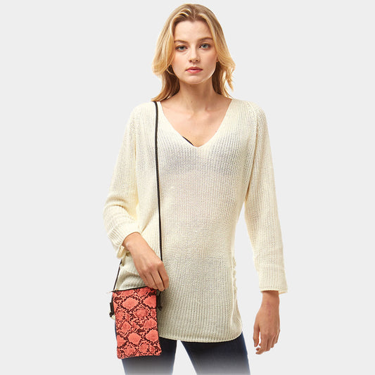 Madeline Love Neon, Pink Snake Skin Print Crossbody Bag - Bags & Wallets