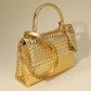 Madeline Love White Faux Leather Woven Structured Top Handle Handbag Crossbody Bag - Bags & Wallets - extra