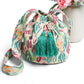 Madeline Love Turquoise Boho Ikat Pattern Woven Tassel Crossbody Bucket Bag - Bags & Wallets - extra