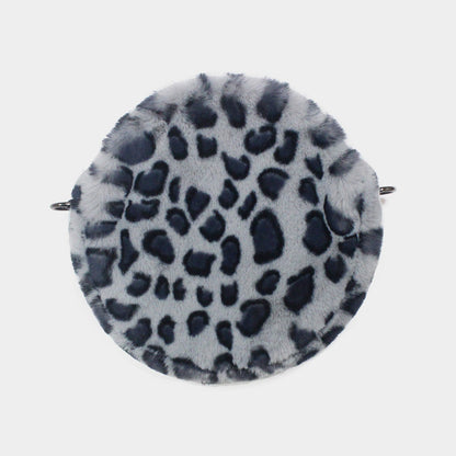Madeline Love Gold, Gray Leopard Faux Fur Round Crossbody Bag - Bags & Wallets