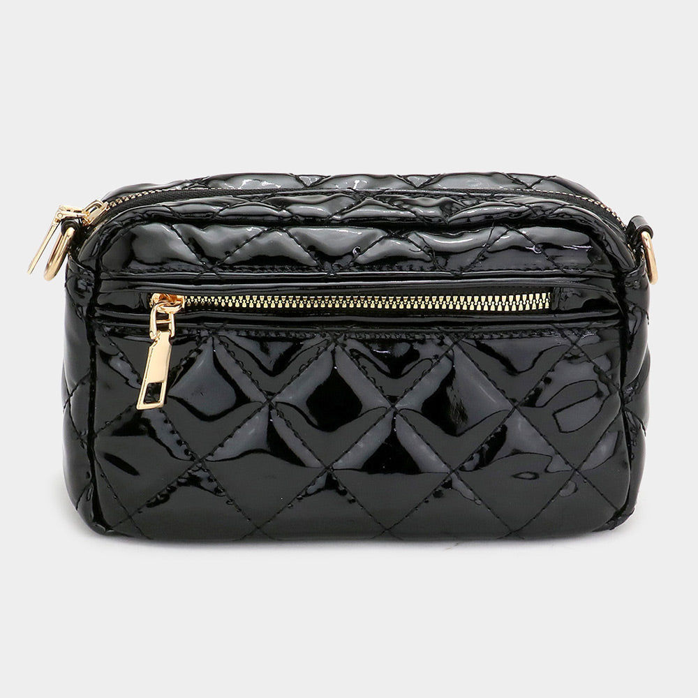Madeline Love Blue Quilted Solid Rectangle Crossbody Bag - Bags & Wallets - desc