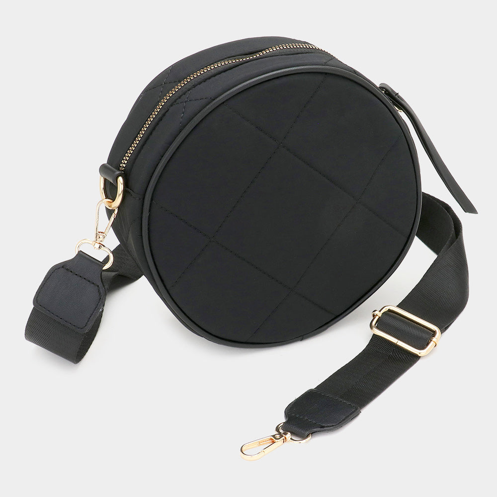 Madeline Love Black Quilted Solid Round Crossbody Bag - Bags & Wallets