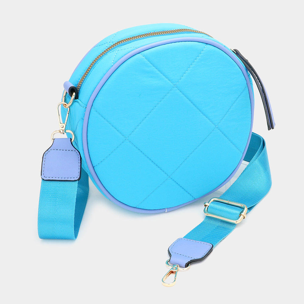 Madeline Love Light Blue Quilted Solid Round Crossbody Bag - Bags & Wallets