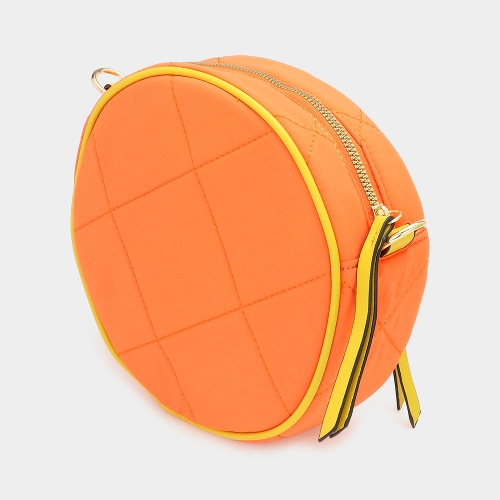 Madeline Love Orange Quilted Solid Round Crossbody Bag - Bags & Wallets - desc