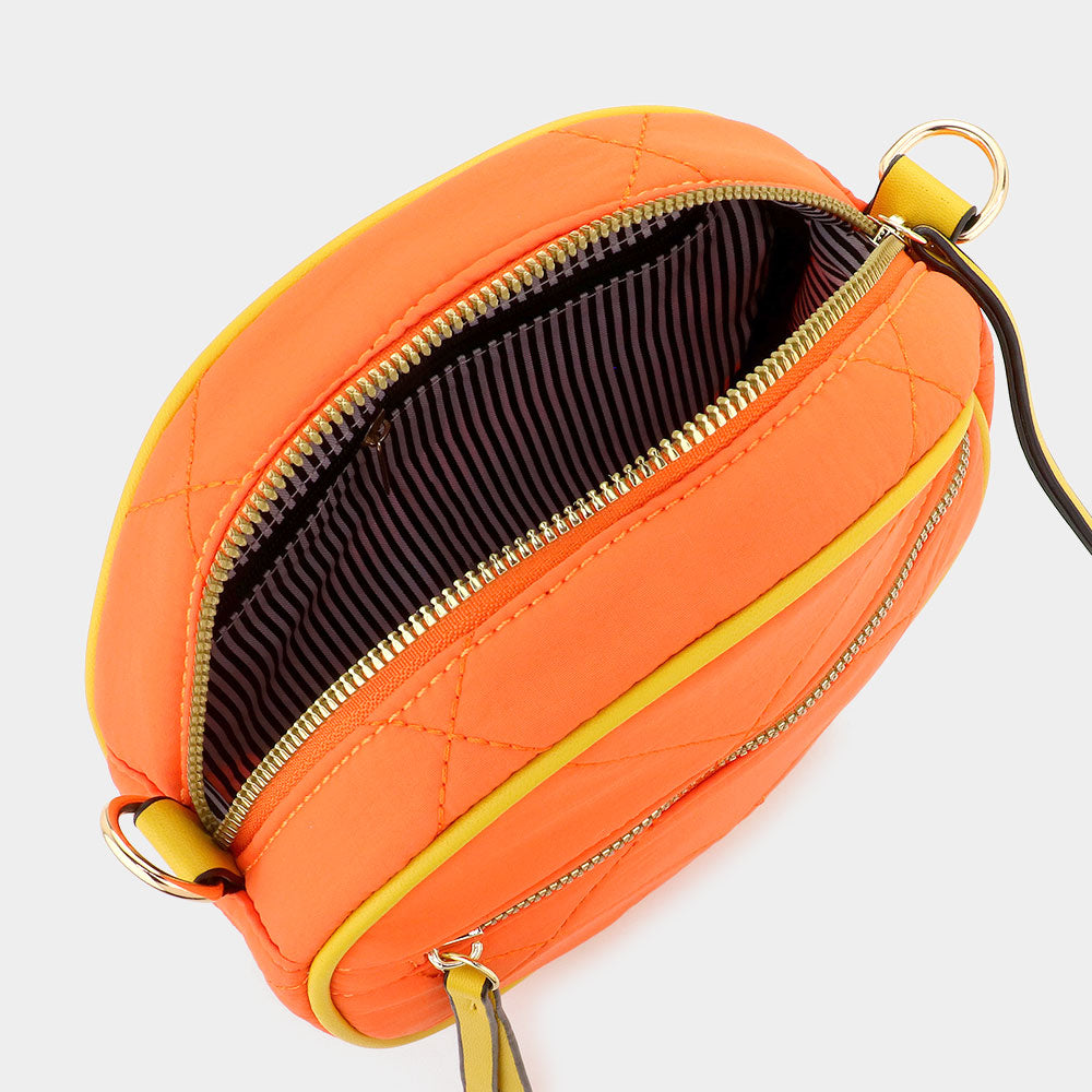 Madeline Love Orange Quilted Solid Round Crossbody Bag - Bags & Wallets - extra