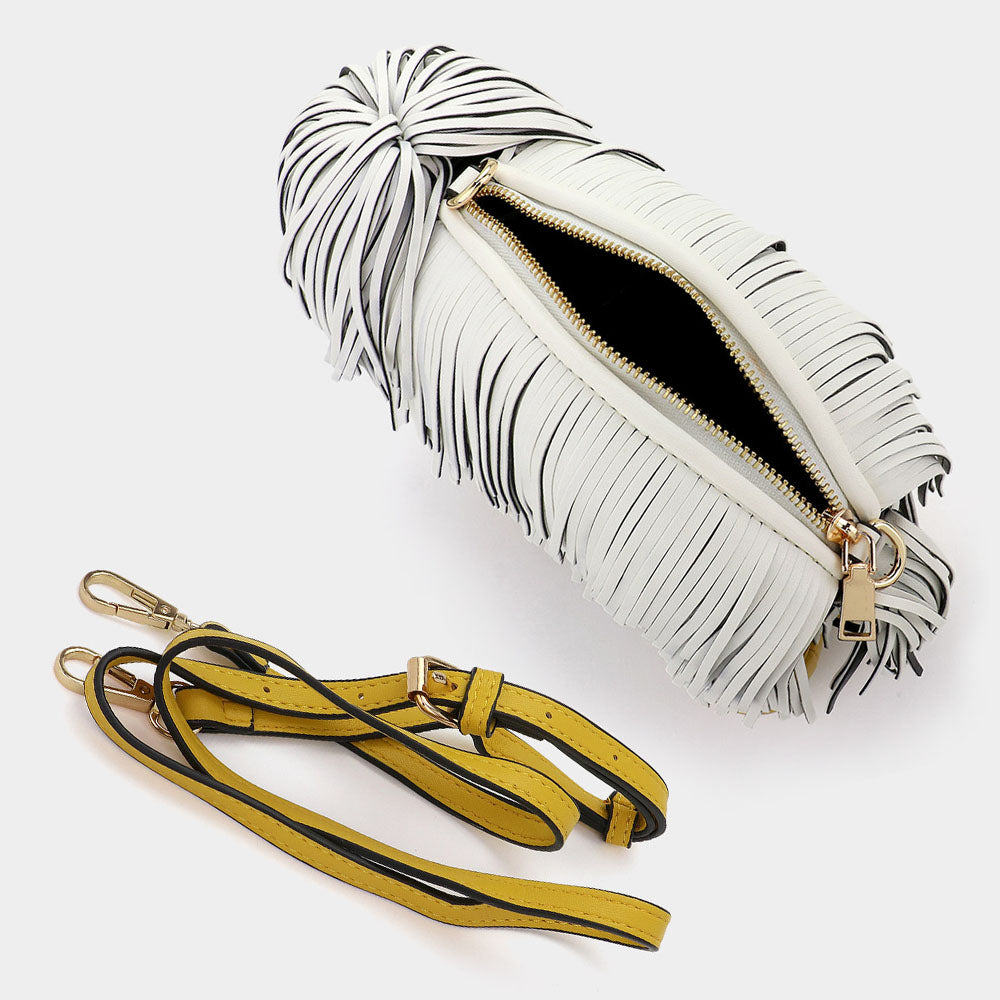 Madeline Love Black Faux Leather Fringe Dog Crossbody Handbag - Bags & Wallets - extra