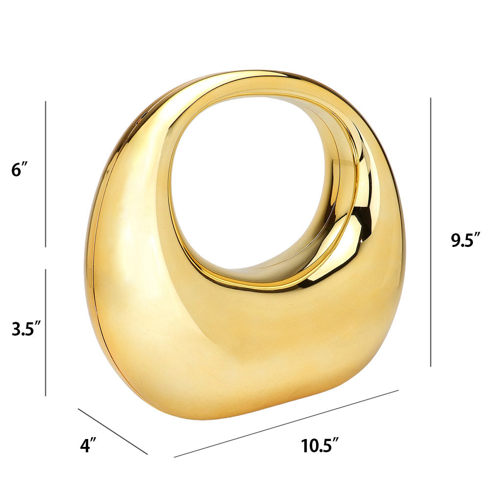 Madeline Love Gold Acrylic Moon Shape Evening Bag / Clutch Bag - Bags & Wallets - extra