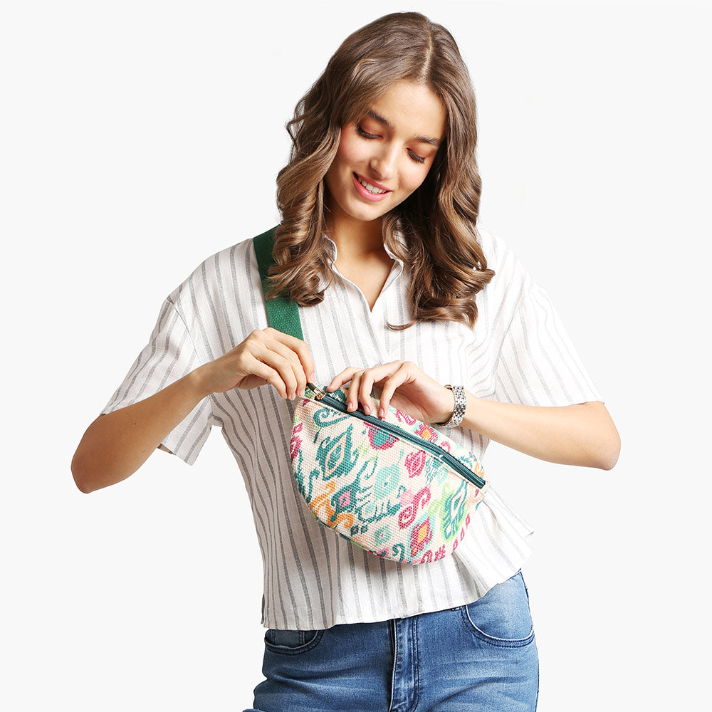 Madeline Love Green, Multi Boho Abstract Pattern Embroidered Crossbody Belt Bag / Sling Bag / Fanny Pack - Bags & Wallets - extra