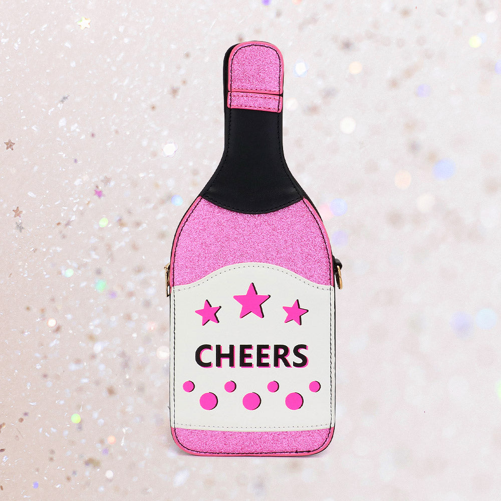 Madeline Love Pink CHEERS Message Bottle Shaped Crossbody Bag - Bags & Wallets