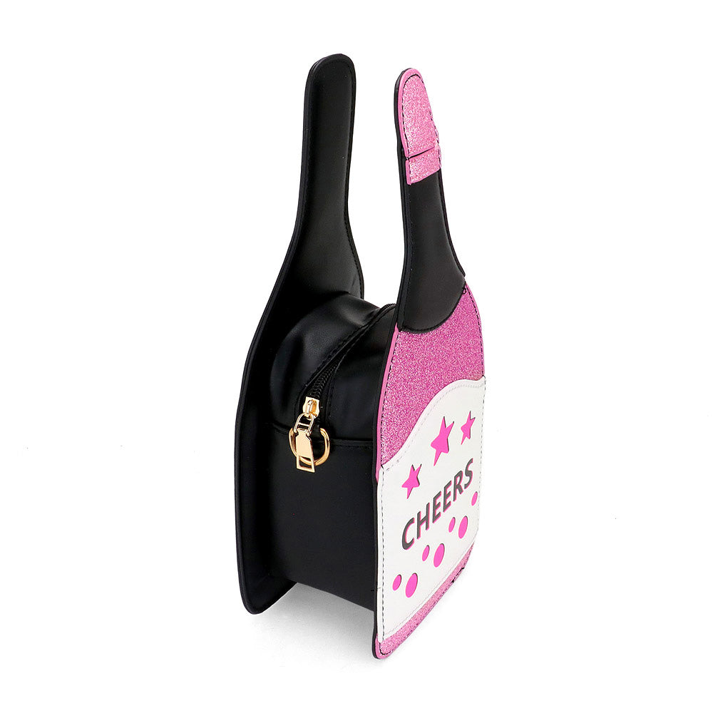 Madeline Love Pink CHEERS Message Bottle Shaped Crossbody Bag - Bags & Wallets - extra