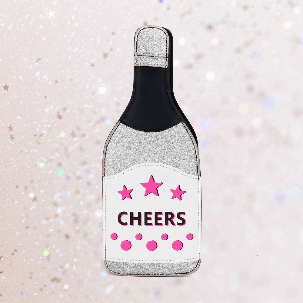 Madeline Love Silver CHEERS Message Bottle Shaped Crossbody Bag - Bags & Wallets