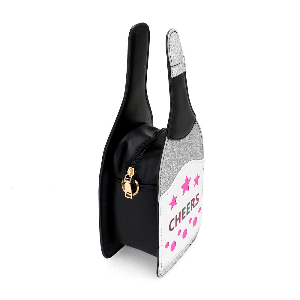 Madeline Love Silver CHEERS Message Bottle Shaped Crossbody Bag - Bags & Wallets - extra