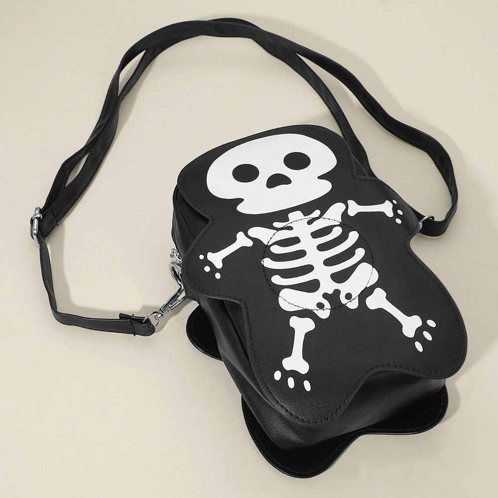 Madeline Love Black Faux Leather Cute Halloween Skeleton Crossbody Bag - Bags & Wallets
