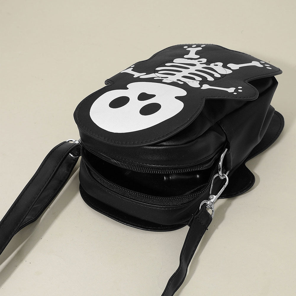 Madeline Love Black Faux Leather Cute Halloween Skeleton Crossbody Bag - Bags & Wallets - extra