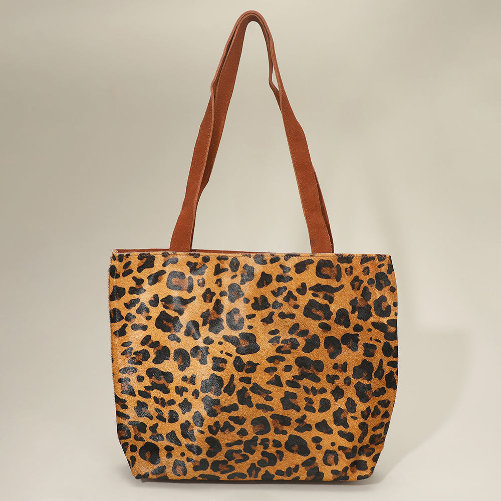 Madeline Love Leopard Genuine Calf Hair Leopard Pattern Print Shoulder Tote Bag - Bags & Wallets