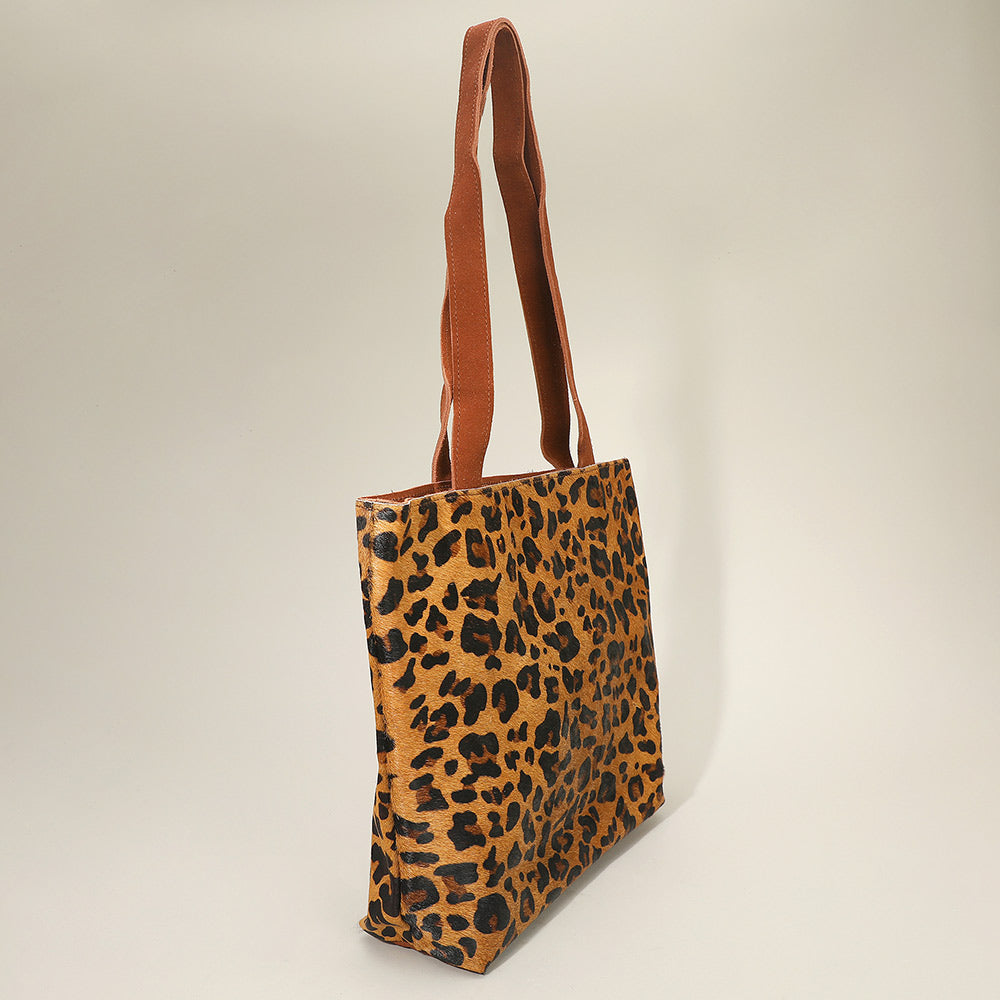 Madeline Love Leopard Genuine Calf Hair Leopard Pattern Print Shoulder Tote Bag - Bags & Wallets - extra