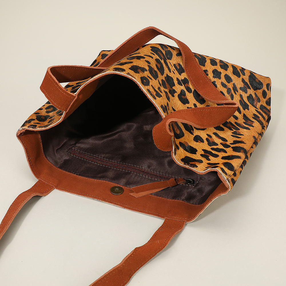 Madeline Love Leopard Genuine Calf Hair Leopard Pattern Print Shoulder Tote Bag - Bags & Wallets - extra