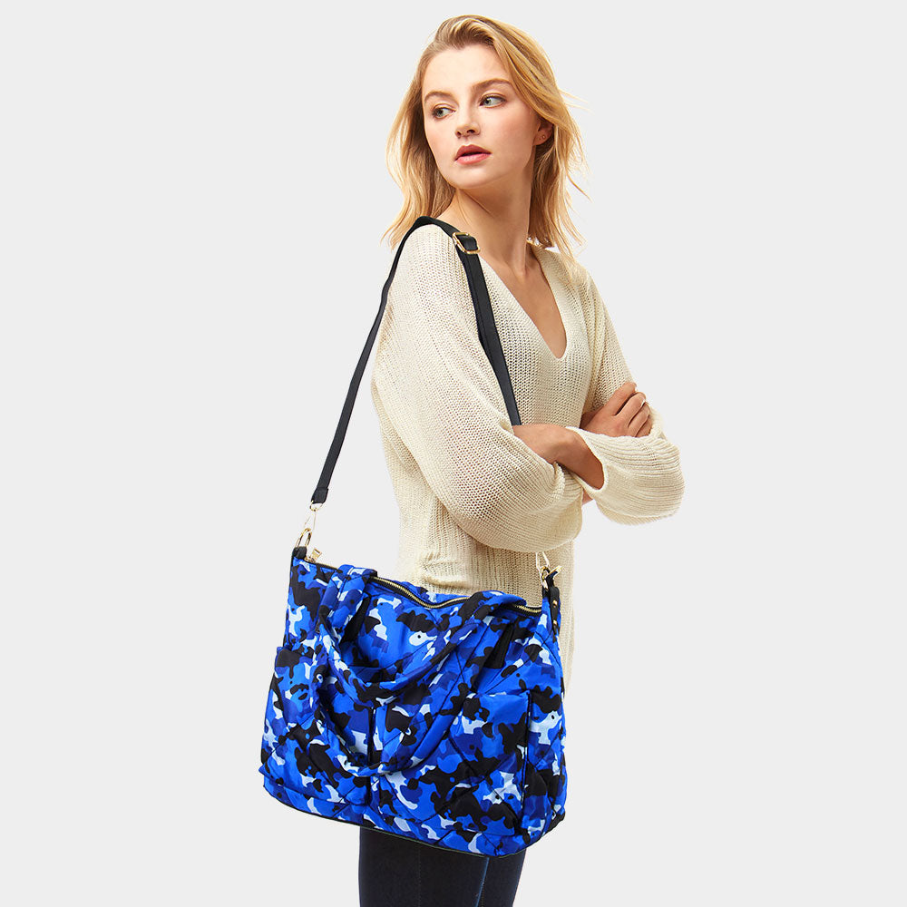 Madeline Love Navy Camo Puffer Tote Bag - Bags & Wallets
