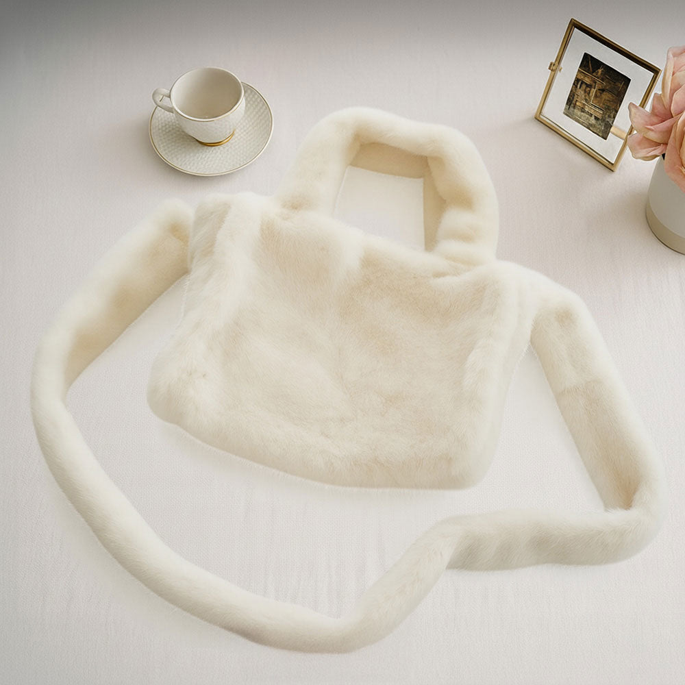 Madeline Love Ivory Soft Stylish Plush Tote Crossbody Shoulder Bag - Bags & Wallets
