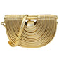 Madeline Love Gold Faux Leather Unique Half Moon Structured Handbag Crossbody Bag - Bags & Wallets - desc
