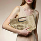 Madeline Love Gold Faux Leather Braided Evening Clutch Crossbody Bag - Bags & Wallets