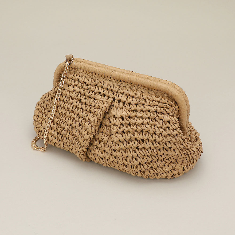 Madeline Love Khaki Weave Dumpling Hand Bag / Clutch / Crossbody Bag - Bags & Wallets