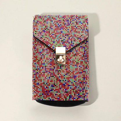 Madeline Love Light, Multi Bling Studded Rectangle Flap Crossbody Cellphone Bag - Bags & Wallets