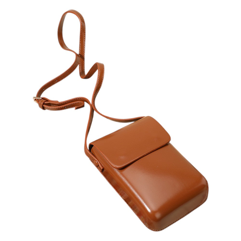 Madeline Love Brown Solid Faux Leather Small Crossbody Bag / Phone Pouch Bag - Bags & Wallets - desc