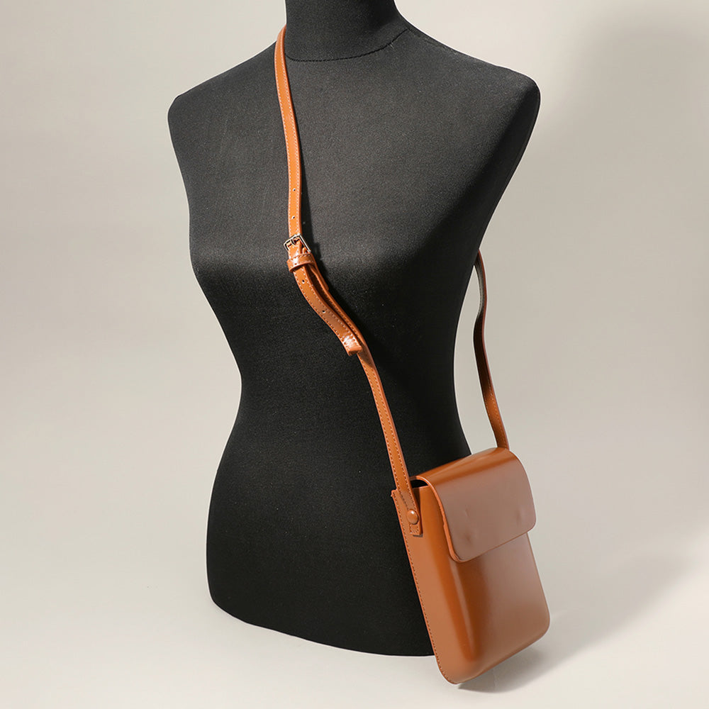 Madeline Love Brown Solid Faux Leather Small Crossbody Bag / Phone Pouch Bag - Bags & Wallets - extra