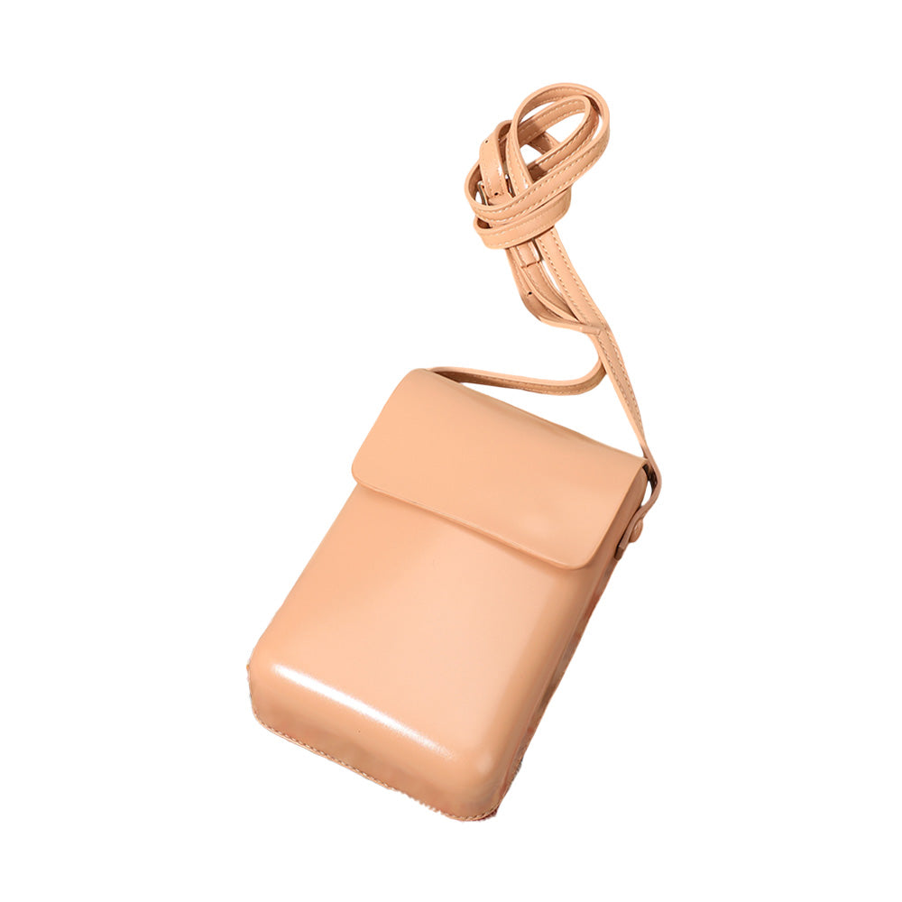 Madeline Love Peach Solid Faux Leather Small Crossbody Bag / Phone Pouch Bag - Bags & Wallets - desc
