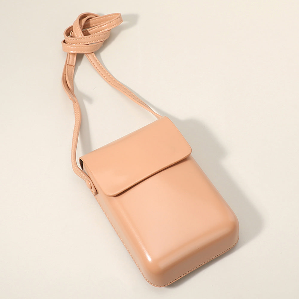 Madeline Love Peach Solid Faux Leather Small Crossbody Bag / Phone Pouch Bag - Bags & Wallets - extra