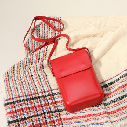 Madeline Love Red Solid Faux Leather Small Crossbody Bag / Phone Pouch Bag - Bags & Wallets