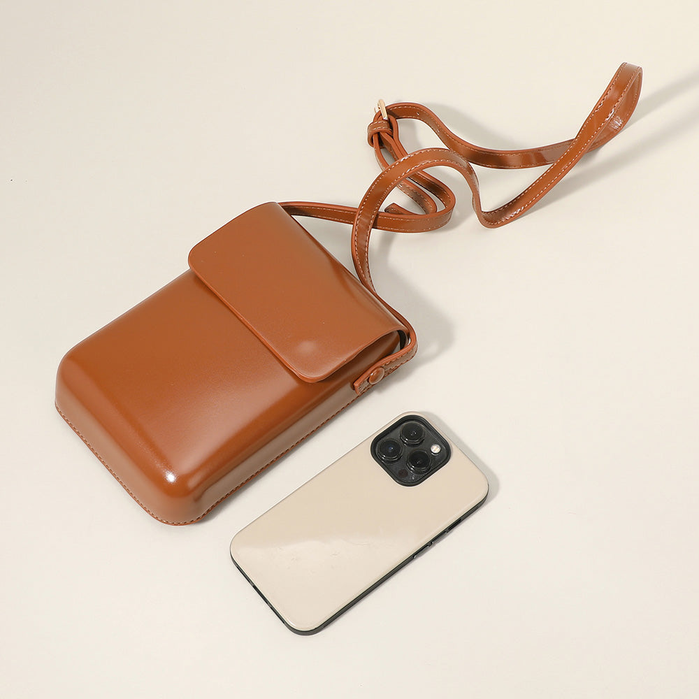 Madeline Love Red Solid Faux Leather Small Crossbody Bag / Phone Pouch Bag - Bags & Wallets - extra